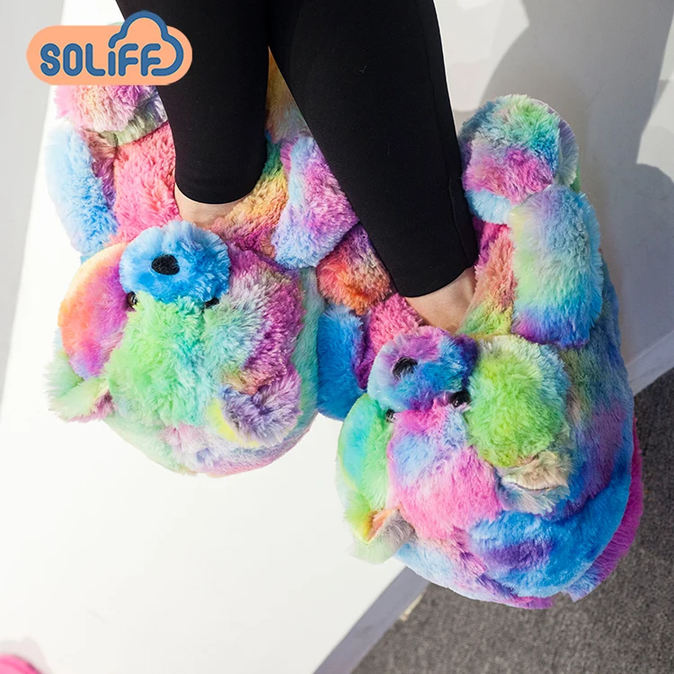 

Teddy bear slippers furry teddy bear slippers women plush indoor slippers, Customized color