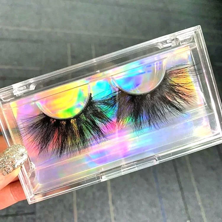 

wholesale Custom logo private label acrylic Transparent plastic 3D mink eyelashes box lash cases vendor, Black