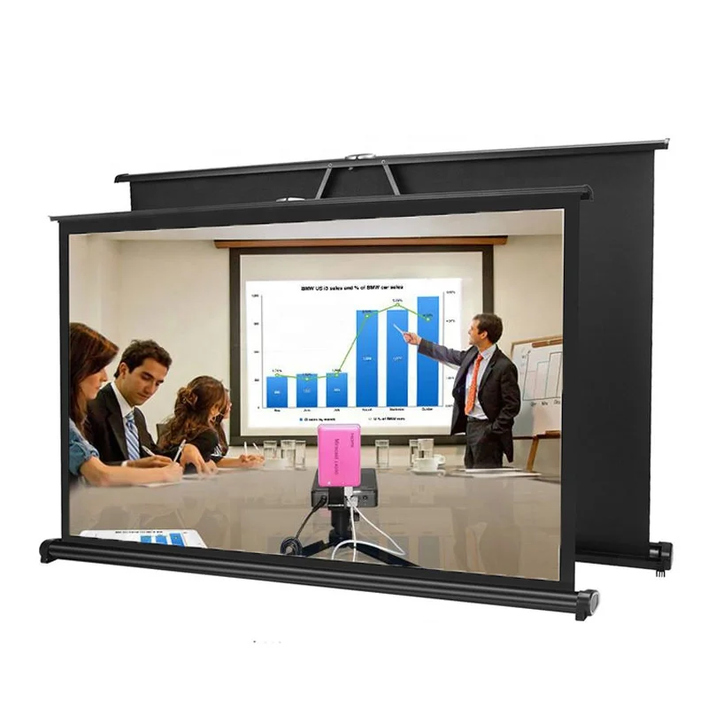 

Salange 50 inch Projection Screen 16:9 Portable Tabletop Matte White Foldable Table Projector Screen For Business Travel Cinema, White+black