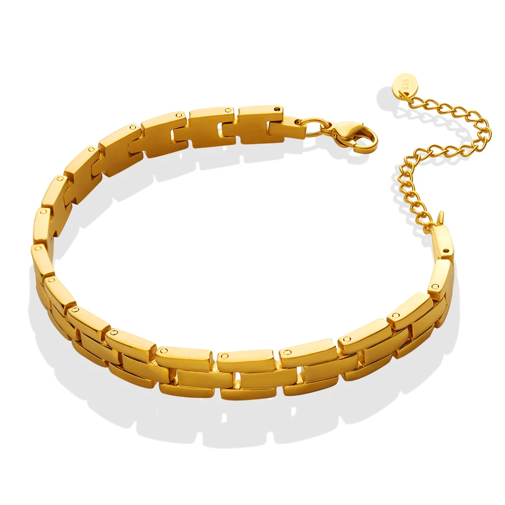 

18K Gold Plated Stainless Steel Jewelry Gold Watchband Bracelet for Men and Women Wholesale Custom Watch Strap, Customized color