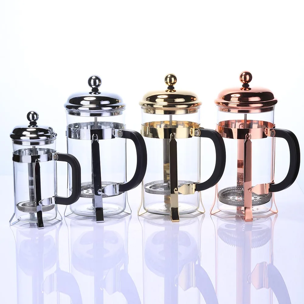 

Hot sale High Temperature Resistant Borosilicate Glass Plastic French Press Coffee Tea Pot
