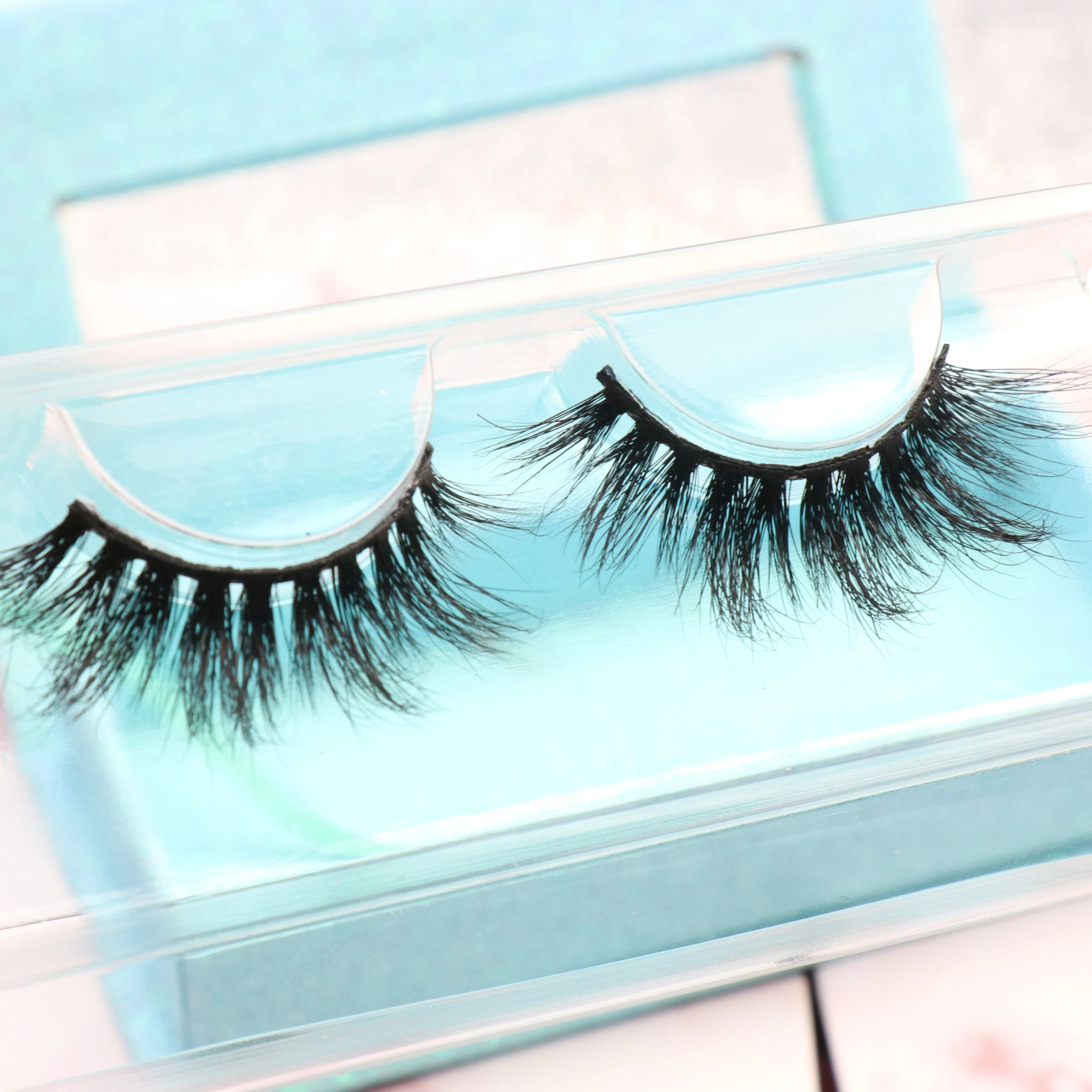 

wholesale factory price fashionable style luxury 25mm mink lashes with customized packaging box, Black