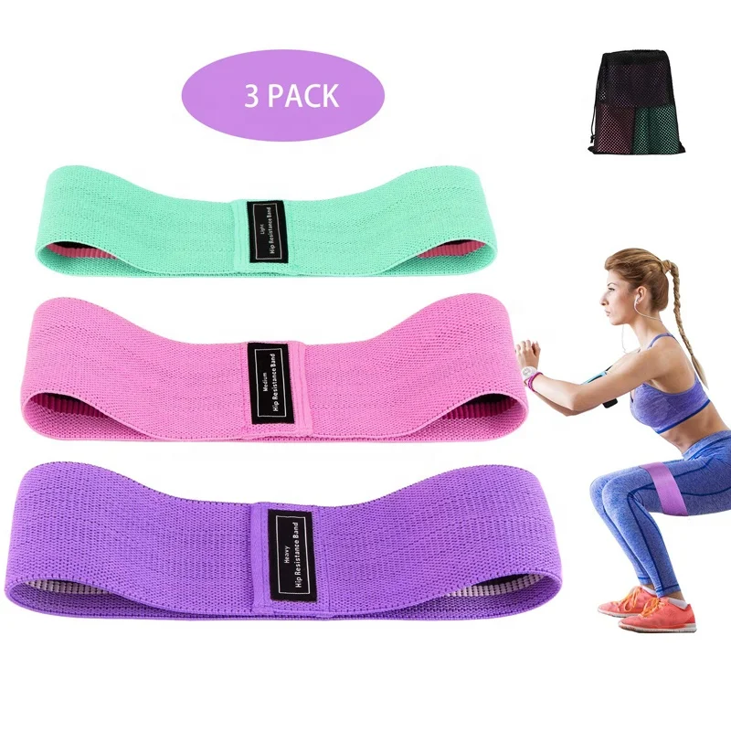 

Low MOQ Wholesale Durable Anti Slip Exercise Loop Band Set Custom Logo Yoga Hip Fabric Resistance Bands For Legs Glutes Booty, Customized
