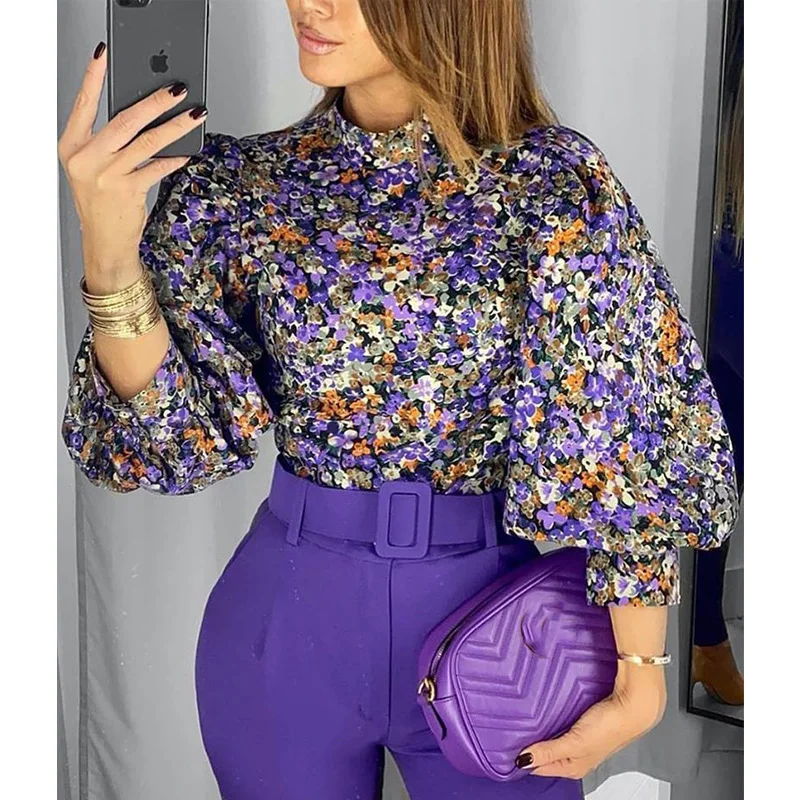 

women's printed shirt Wholesale Nueva ropa de mujer style top Women's clothing hot sale in 2021 spring and winter, As pictures
