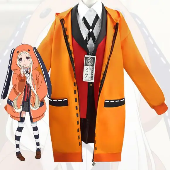 

Ecowalson Anime Kakegurui Yomoduki Runa Jacket Hoodie Coat Yumeko Jabami Cosplay Costume Japanese School Girls Uniform, As shown