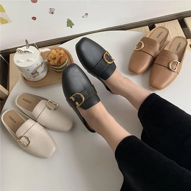 

Ladies Summer Flat Bottom Ins Trendy Casual Sandals and Slippers Lazy Single Shoes Women's Shoes, Different colors and support to customized