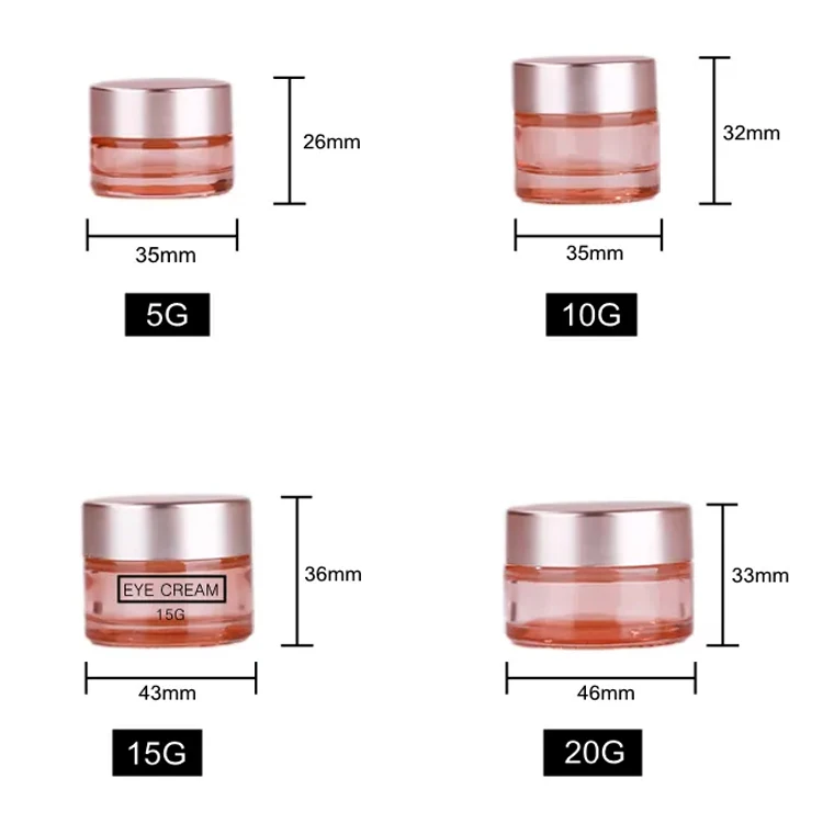 

Fuyun Luxury 5g 10g 15g Straight Sided Round Face Cream Jar Pink Glass Cosmetic Cream Jars with Rose Gold Lid