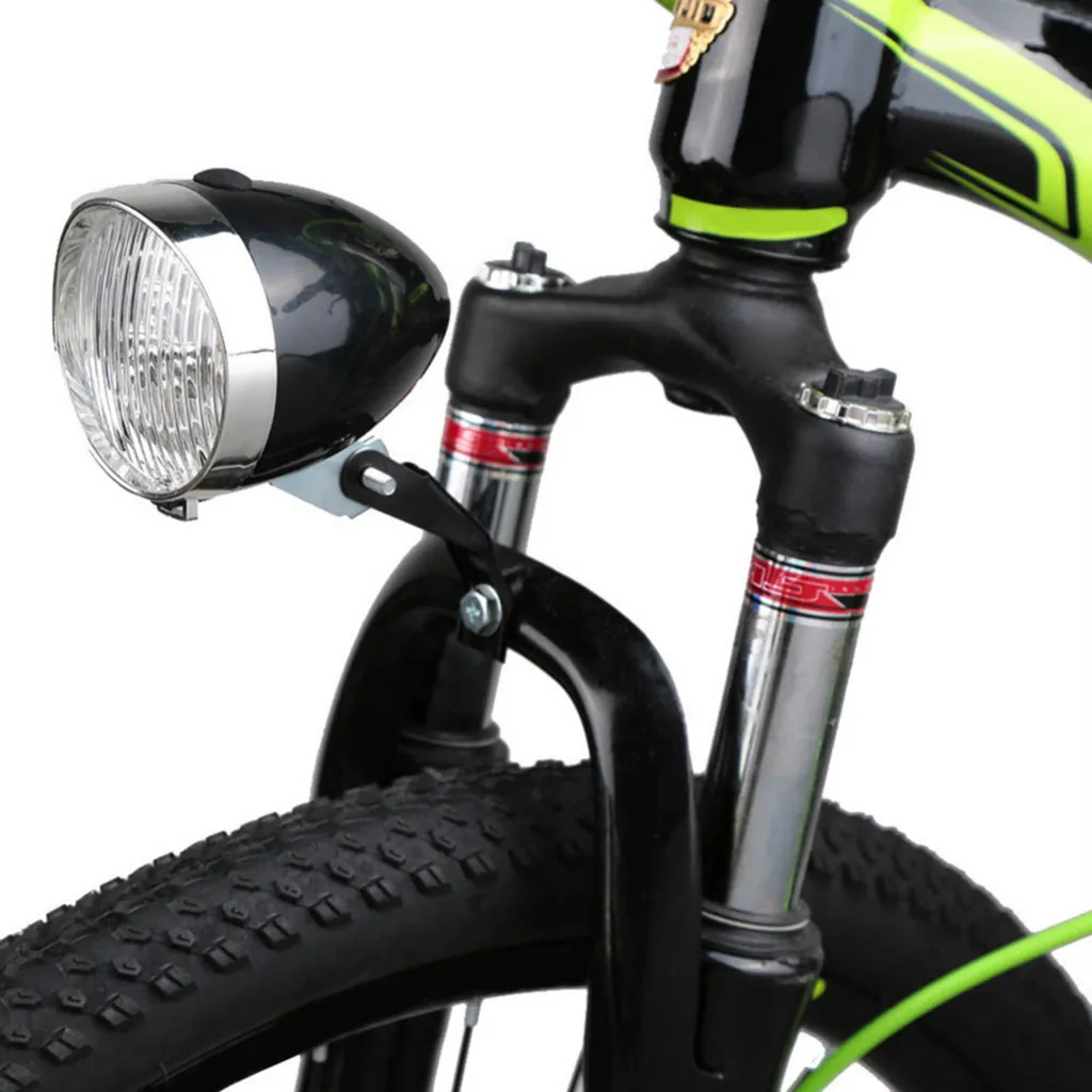 

Bike Head Lamp,Bike Light,3 LED Retro Light Vintage light Road MTB Bike Front Torch Flashlight Bicycle Led Light warning light, Black, silver