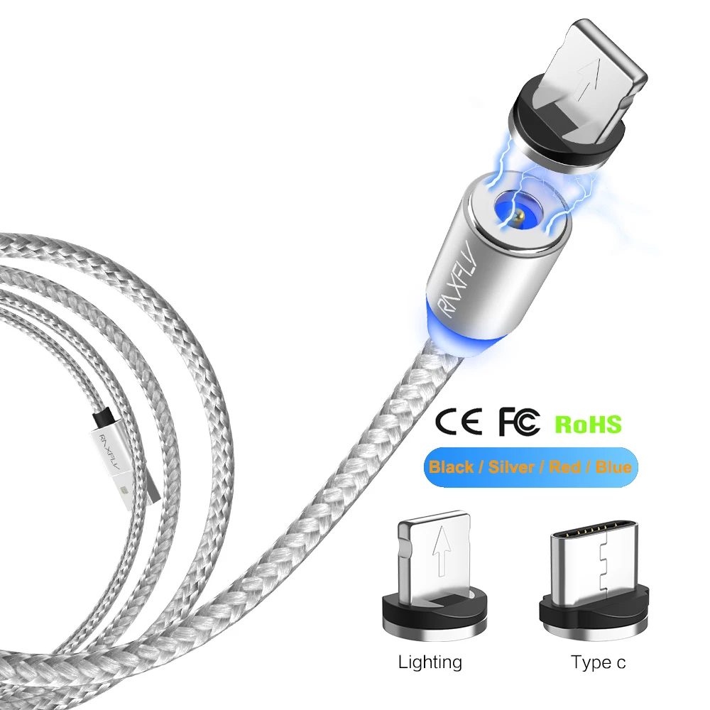 

Free Shipping 1 Sample OK Drop Shipping RAXFLY Magnetic Charger USB Cable Magnet Charge Cable Micro USB Type C Cable