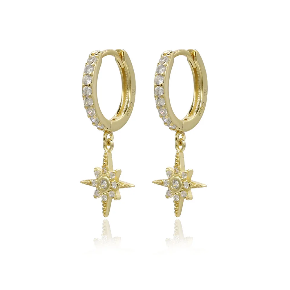 

Christmas gift dainty zirconia gold plated hoop earrings