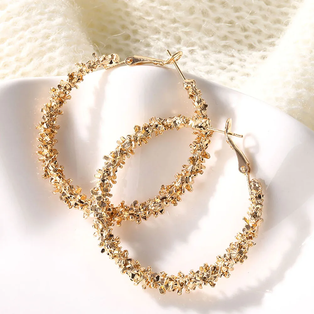 

CAOSHI korean Fashion Ear Jewelry Wholesale Trendy Simple gold plated Statement Big Hoop Earrings Woman