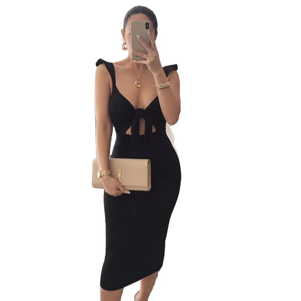 

D8111#Women's fashion sexy geometric design backpacks hip dress
