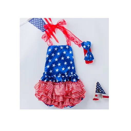 

Cute 4th of July summer baby girl bubble romper, As picture showed