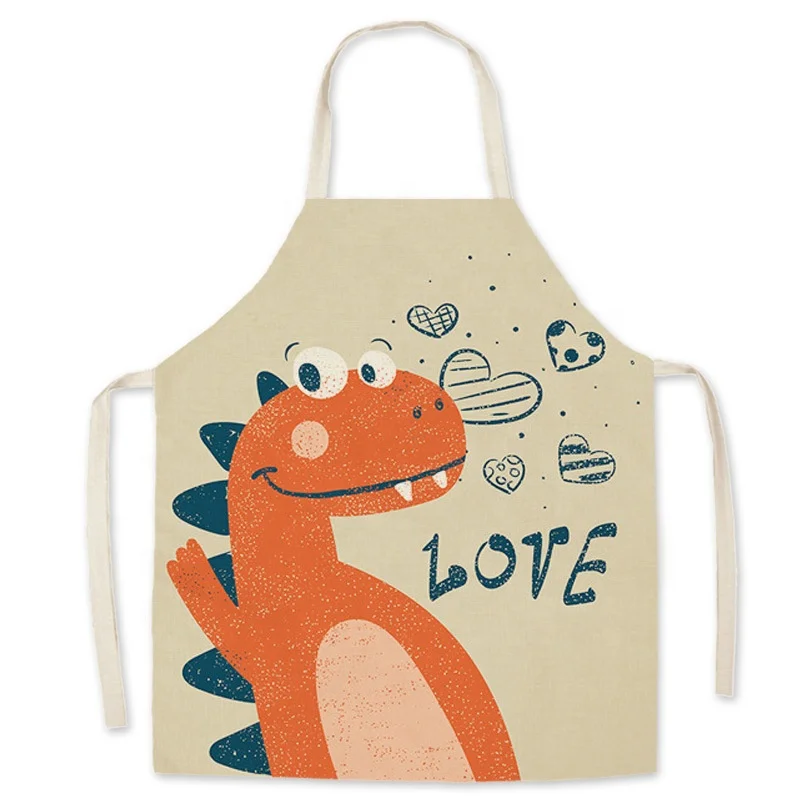 

Low Price Cotton Linen Customized Baking Printed Bib Painting children Kitchen Kids Apron, Custom color