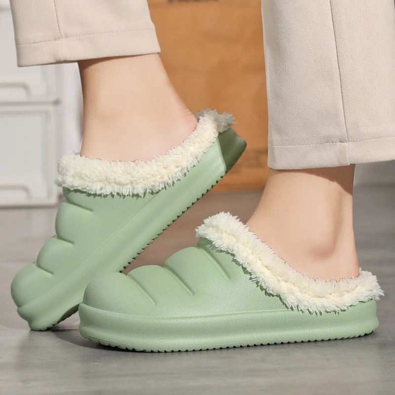 

708 Wholesale men and women drag half a pack of cotton drag thick sole slippers autumn and winter warm cotton shoes, 5 colors