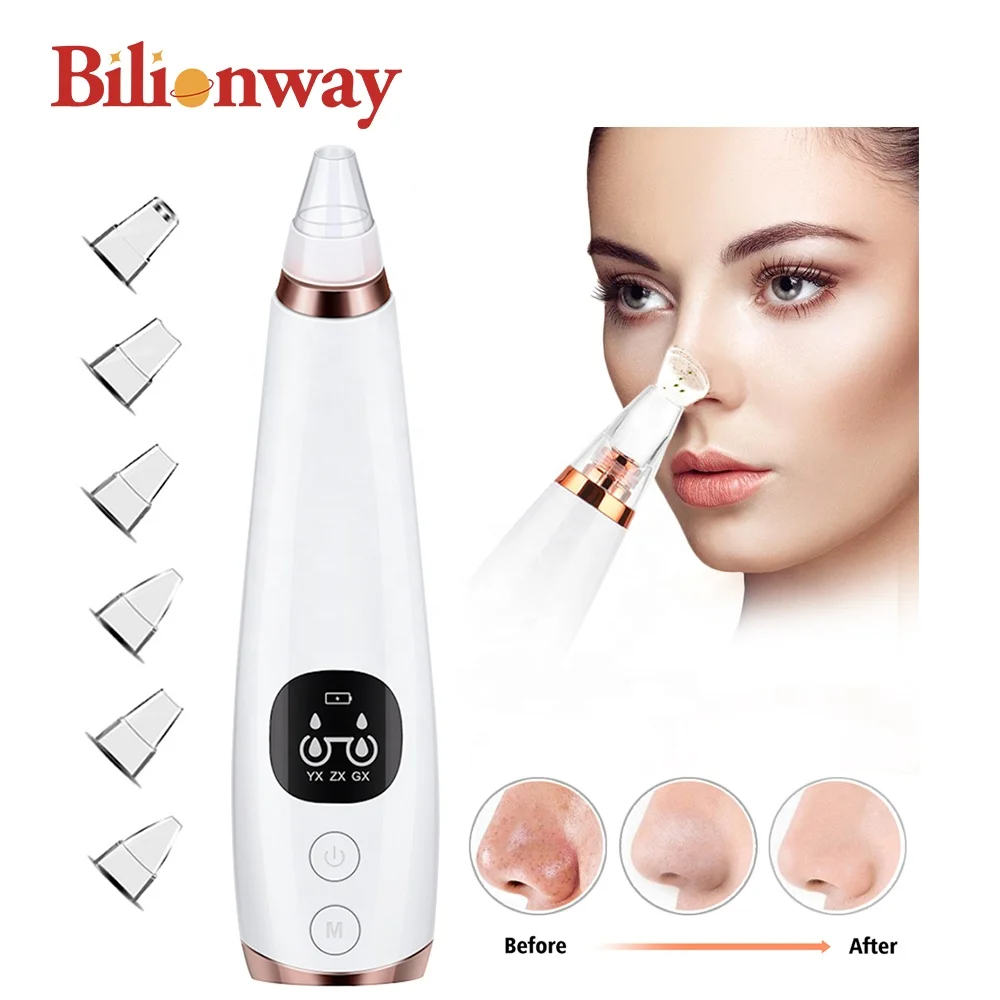 

Hot Sell 6 Function Head Rechargeable Acne Mini Pore Removal Facial Vacuum Blackhead Remover Suction