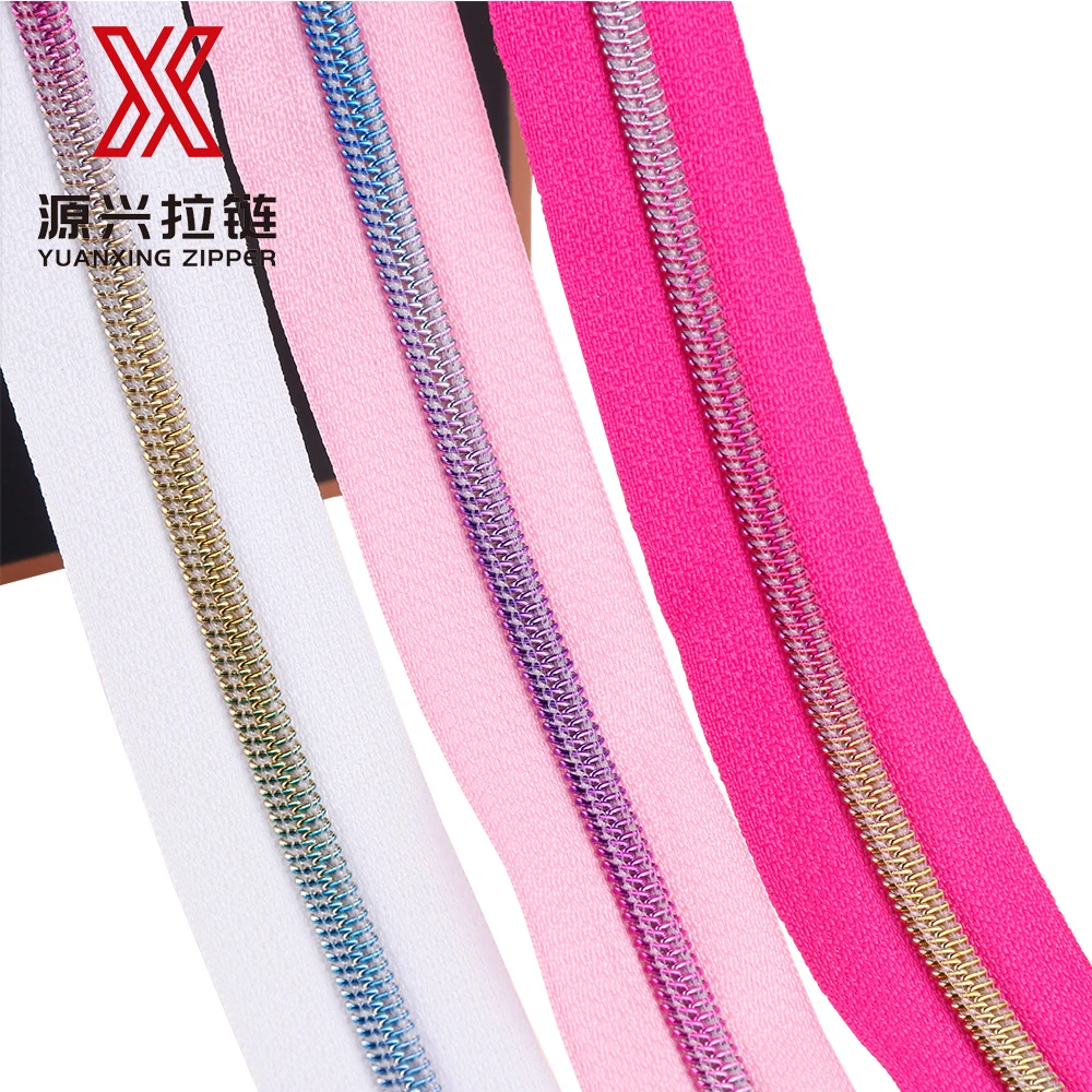 

Factory Luggage Clothing Zipper #5 Colorful Teeth Nylon Zipper Magic Color Teeth Custom Color