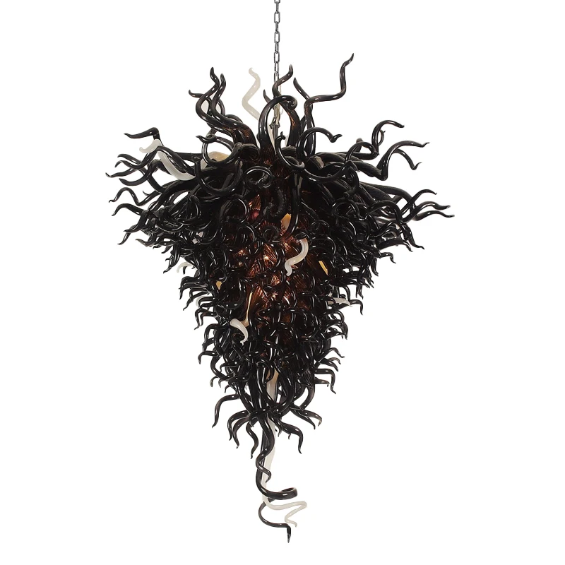

Free Shipping Black Fairy Art Pendant Lamp Led Light Blown Glass Chandelier, As photo,custom