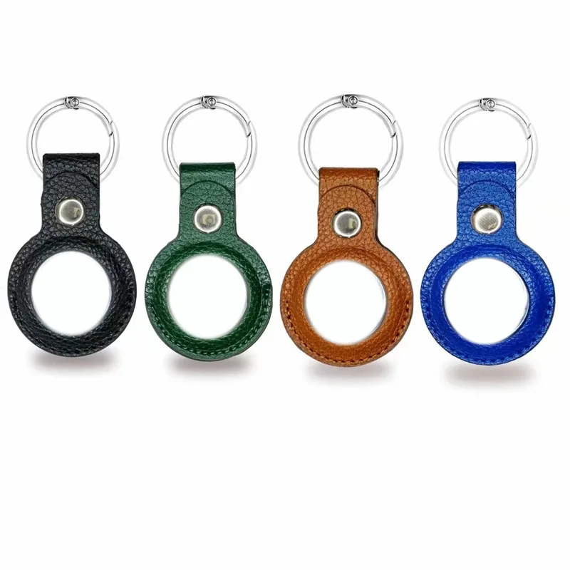 

Litchi PU Leather Smart Keychain Protective AirTag Air Tags Anti-fall Anti-scratch Cover Shell For AirTags Locator Tracker, Black ,brown ,blue,green