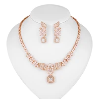 

New Arrival Sparkcing Cubic Zirconia Statement Unique Necklace & Earring Wedding Necklace Set for Bride or Bridesmaid