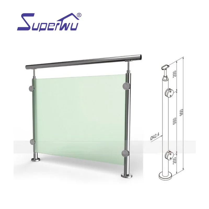 Standard Superior Quality Aluminum Alloy Glass Australia Stair Railings / Handrails Fence or Handrail or Balustrade Flooring