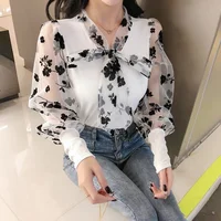

B62532A 2020 spring new arrival latest design long sleeved sexy chiffon top shirt