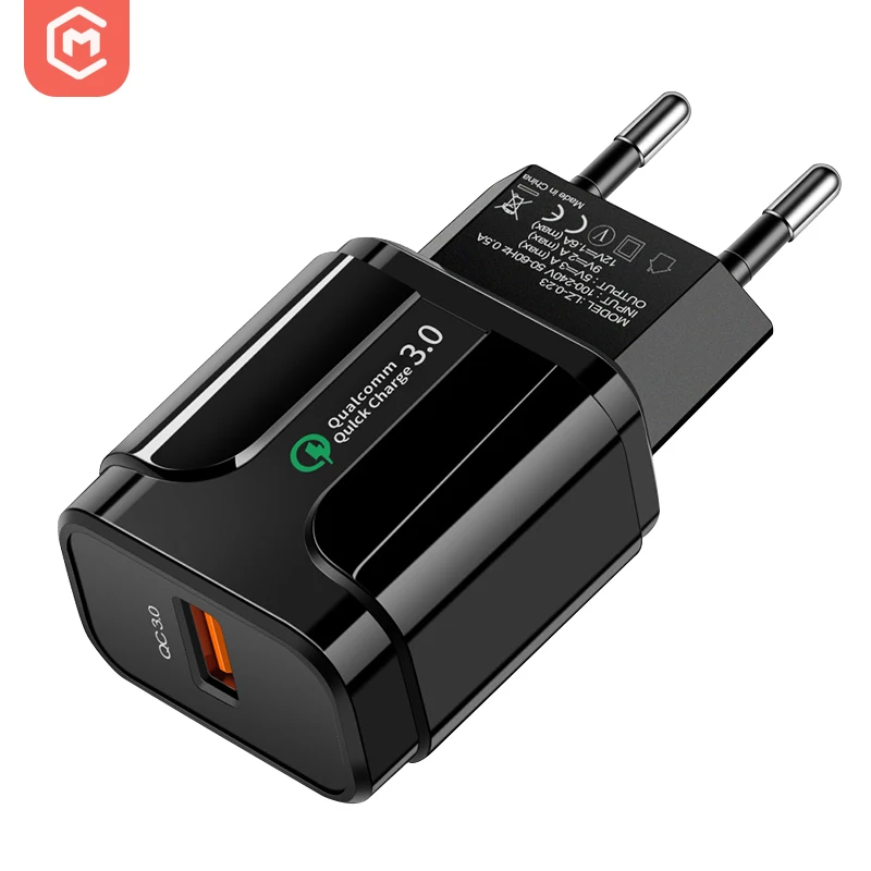 

USB Charger 3A 18W QC3.0 Fast Charging Travel Adapter Phone Charger USB Wall Charger, Black, white