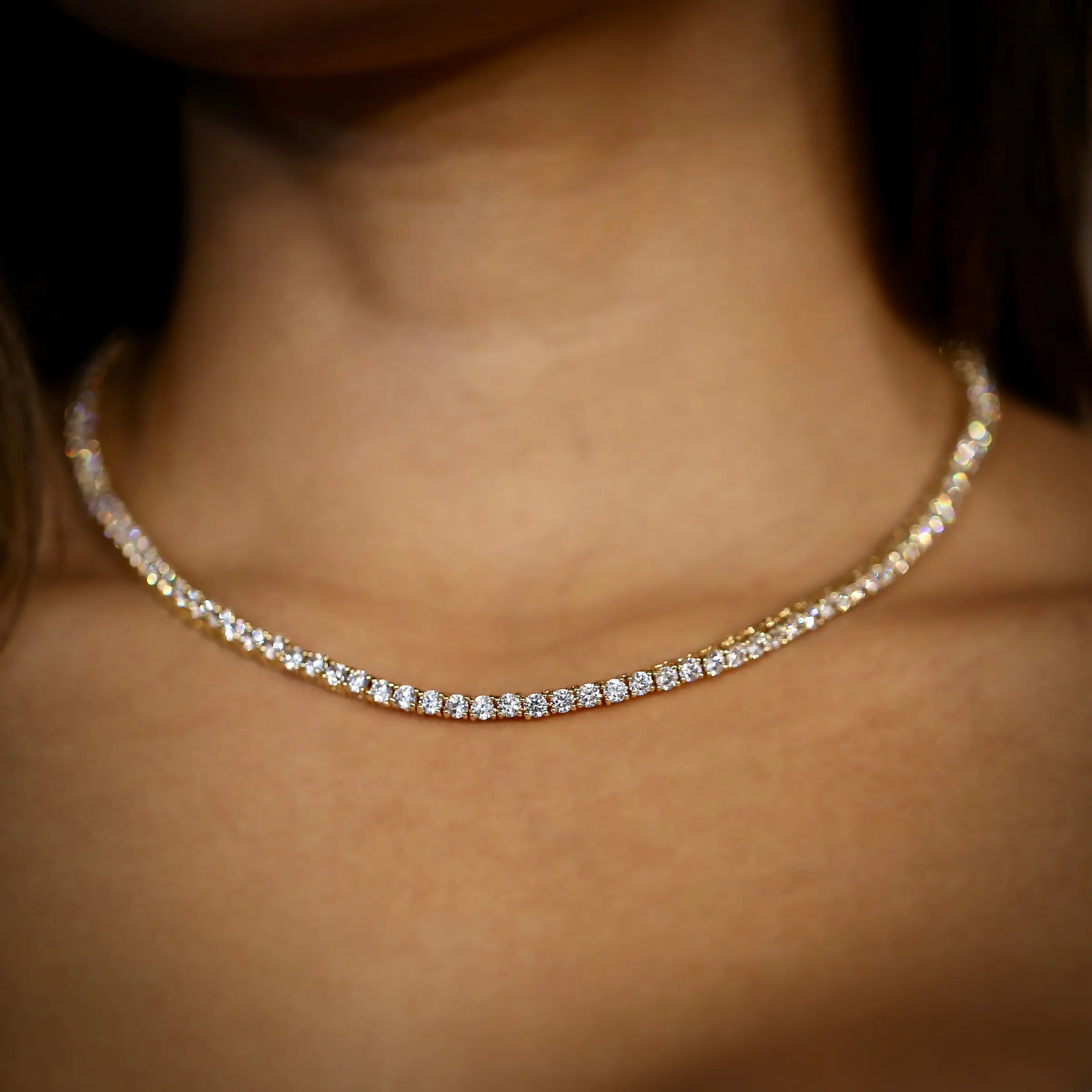 

THIN 3mm cz tennis chain sparking bling luxury women diamond choker wedding gift iced out tennis necklace, Customized
