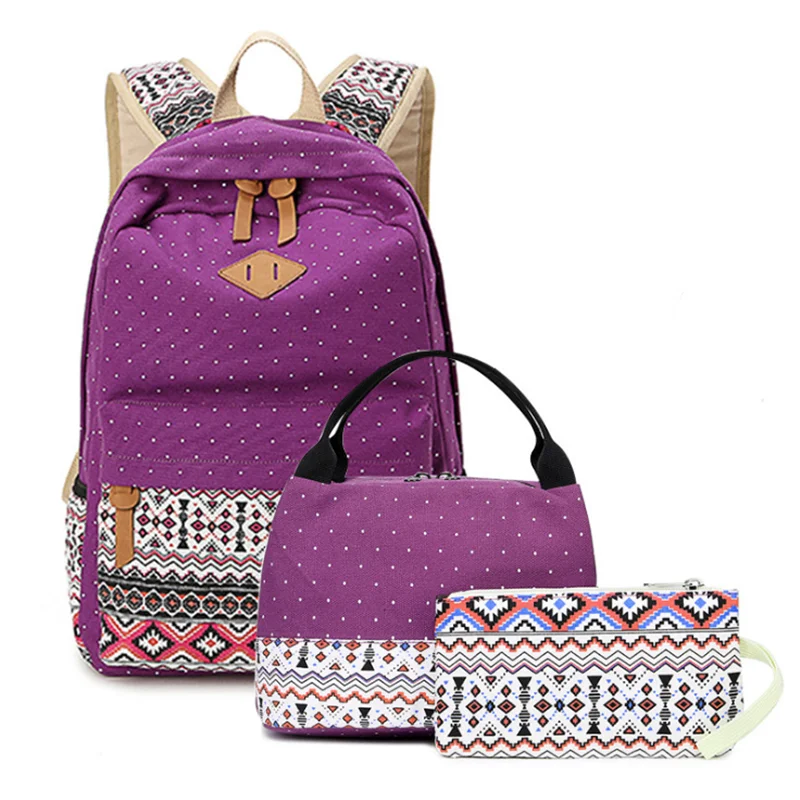 

Hot Sale Fashion For Teenager Seven Colors Three-piece Suit Canvas Material High Quality Book Bags Backpack