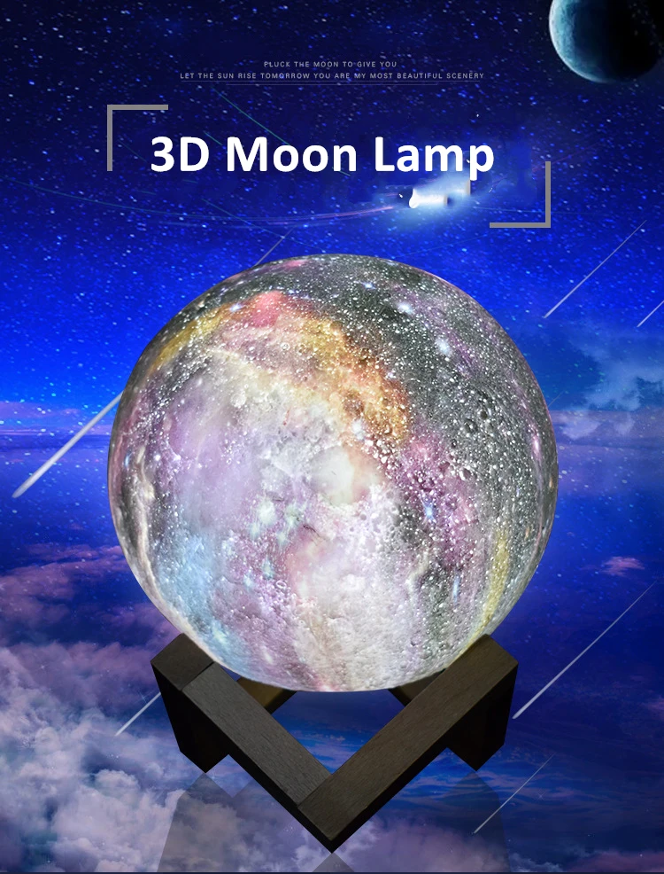 16 Color 3D Print Galaxy Moon Night Light Remote Control Star Lamp kid Gift H1B1 