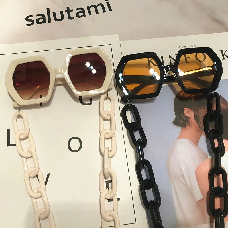 

Kenbo Luxury Sunglasses Chain Set For Women 2021 Hot Selling Brand Polygon Square Sun Glasses Female Vintage Punk Eyewear