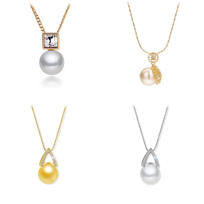 

QIANZUYIN Customized Fashion Personality Jewelry Zircon Shell Beads Woman Pendant Pearl Necklace, Picture