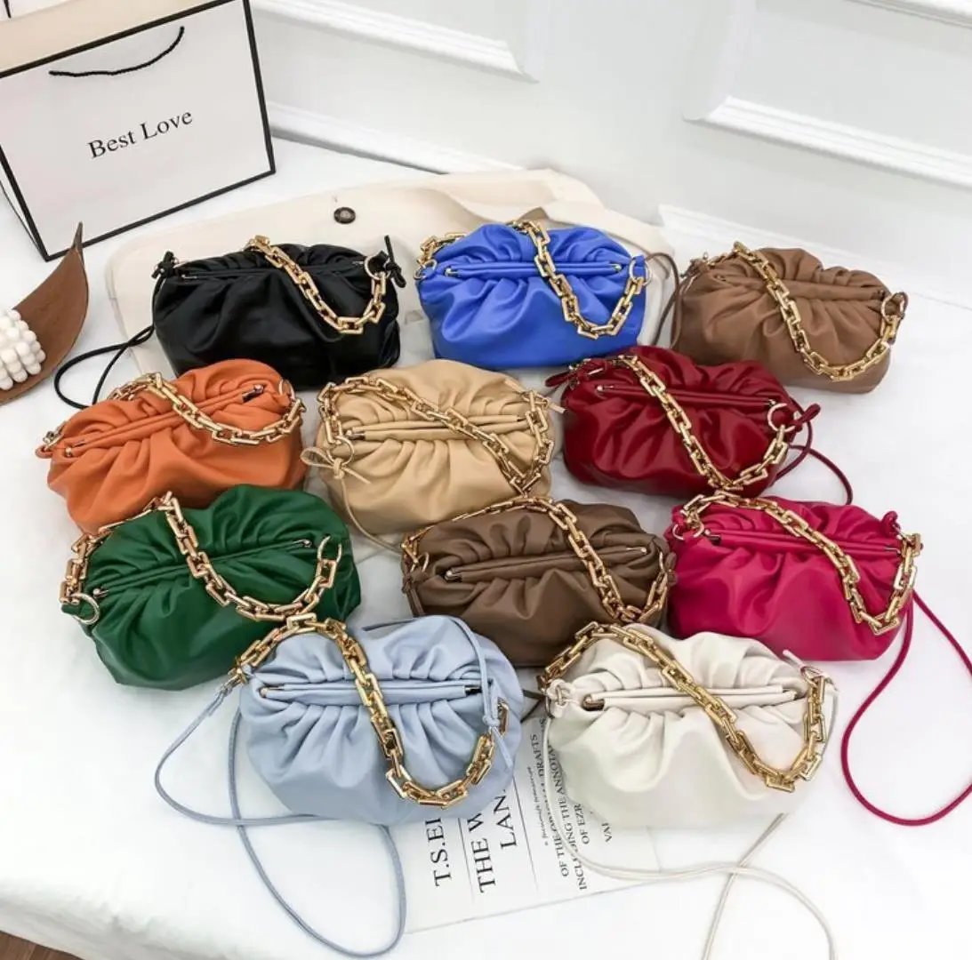 

XINYU 2021 New fashion pleated lady retro cloud bag chain handbag shoulder bag, 11 colors