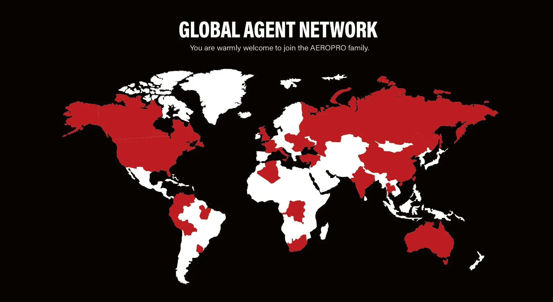 AEROPRO global distribution map