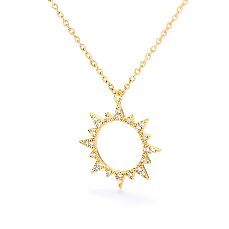 

Hollow Sun Shape Pendent Long Chain Hip Hop Plated Jewelry Pendant Necklace 18K Gold Plated for Men Brass + Zircon 12 Pcs Trendy, Gold,platinum