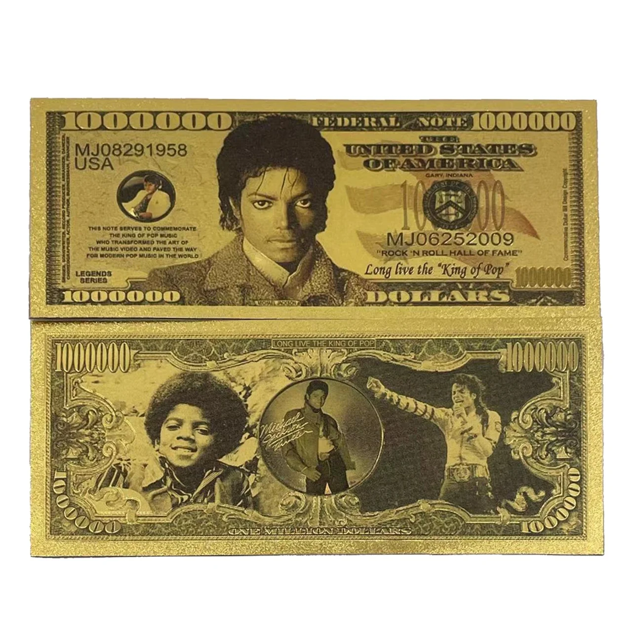 

personalize Michael jackson gold foil plastic card 1000000 US dollar gold banknote collect card movie prop money