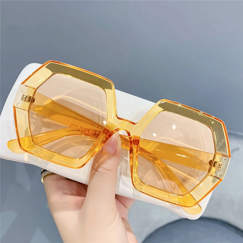 

Polygon candy color new sun glasses yellow pink custom shades 2022 vintage oversized sunglasses logo trend women sunglass