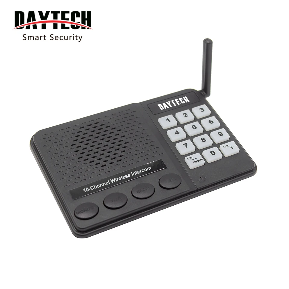 

Daytech CI02 10 Channels 2 Way Communication Wireless Intercom System for Home and Office, Black