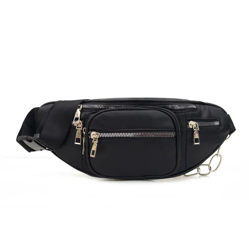 

New Product Korean Style Fashion PU Single Shoulder Bag Leisure Chest Bag Carry On Wallet Sport Waist Bag, Black
