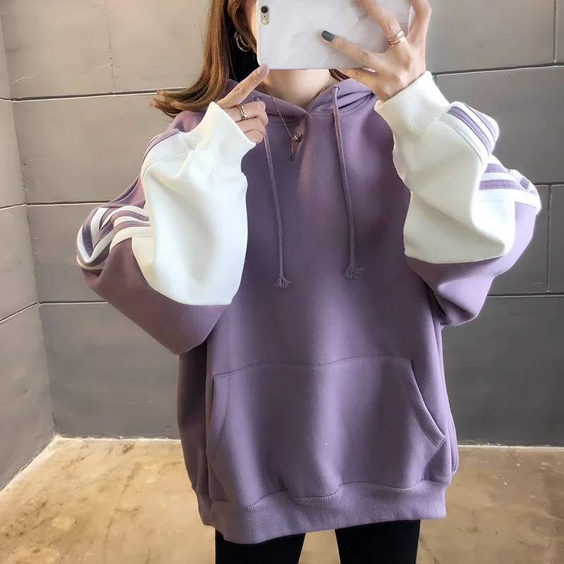 

Wholesale Fashion Loose Women Pullover Casual Blank Plain Hoodies Sweatershirt Screen Printed Hoodies For Women