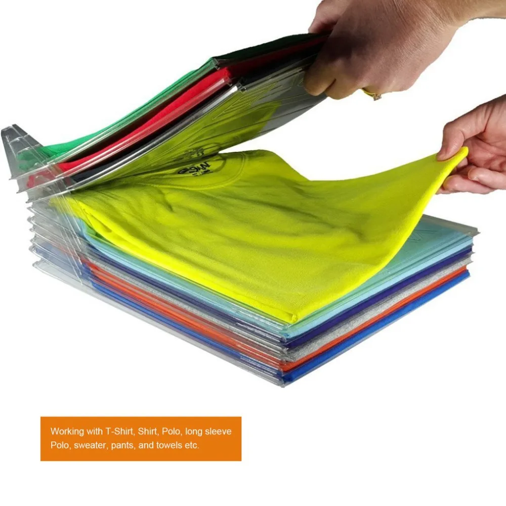 

10Pcs/set Fast Clothes Fold T-shirt Folding Board t Shirt Folder Clothes flip fold Plastic flipfold Laundry Room Organizer, White,grey,transparent