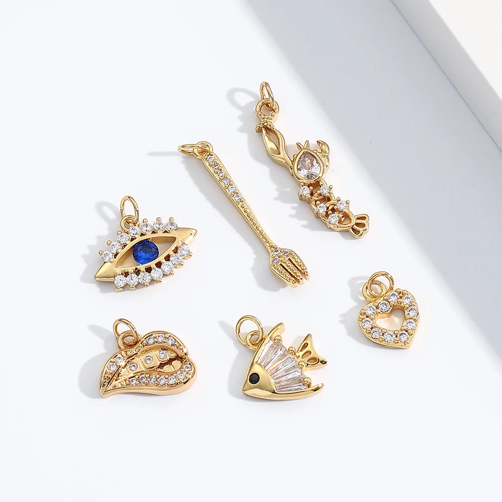 

Tiny Cute Gold Plated Pendant Heart Crystal Pendant Mini Horus Eyes Charms Jewelry Pendants Making Set