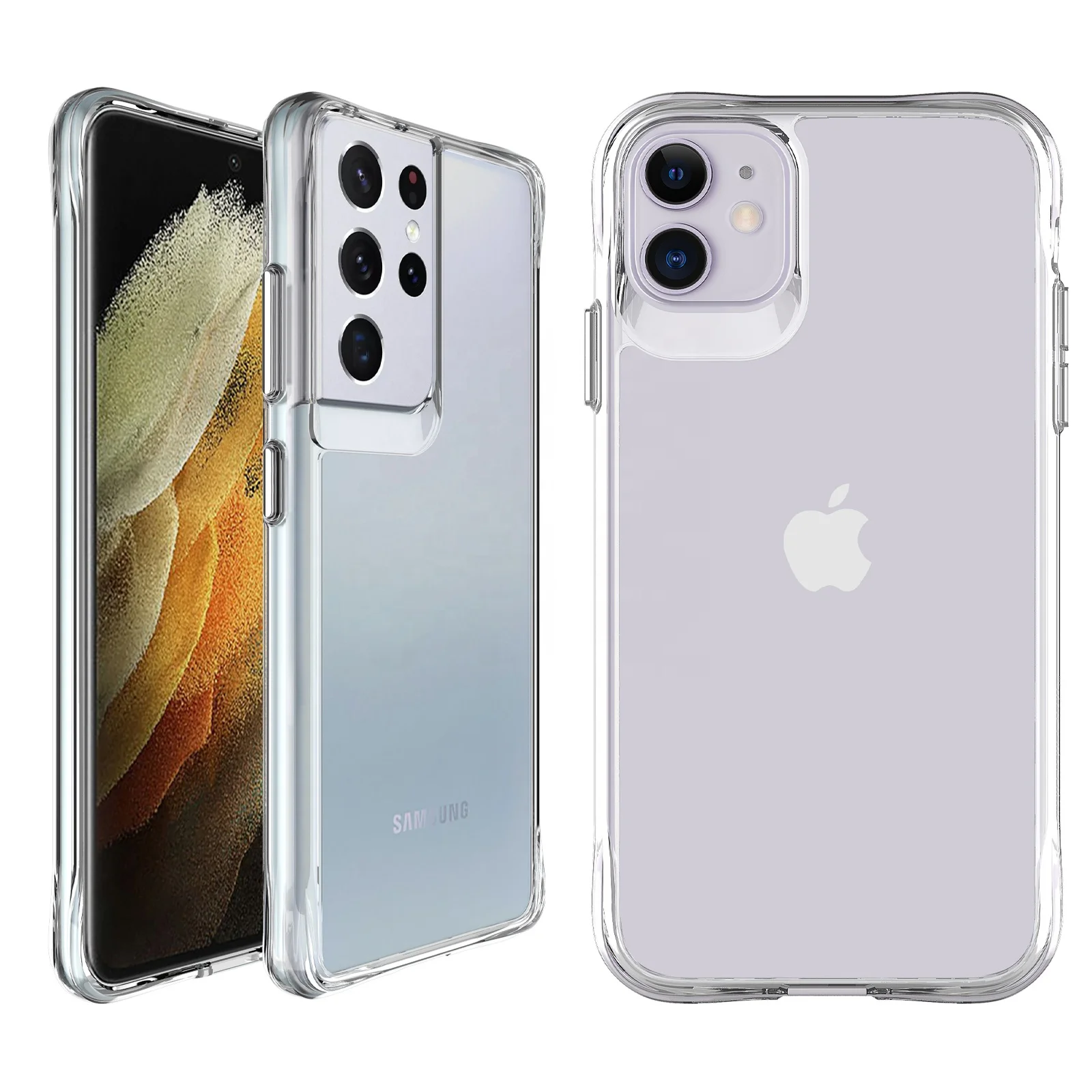 

High quality yellow resistant TPU PC 2 in 1 hard case for iphone 12 mobil phone bag case for samsung s21 ultra transparent case
