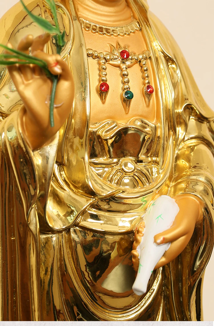 台湾佛教用品树脂佛像玻璃金膏黄金西部三个神圣站雕像套装摆件