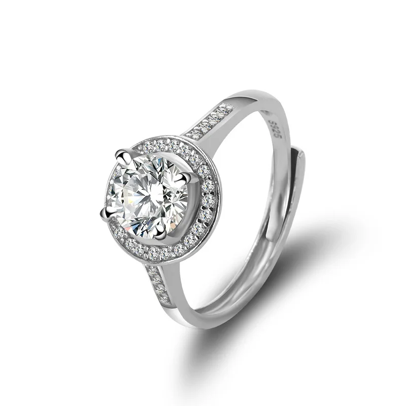 

18k White solid gold Moissanite brilliant cut moissanite ring sterling silver jewelry with LOW price
