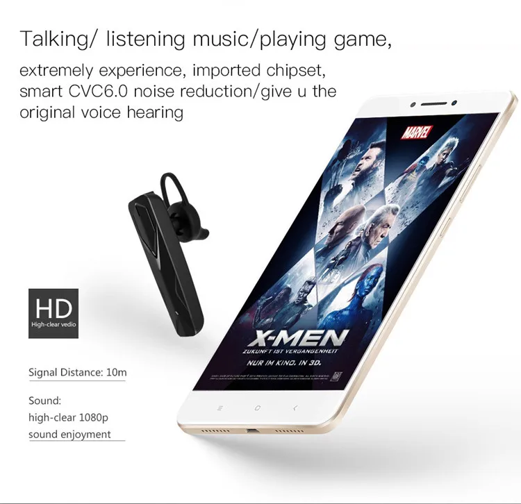 Bluetooth Headset Wireless Earpiece V4.1 HandsFree Business Earphone with Mic for Business Office Driving - ANKUX.COM
