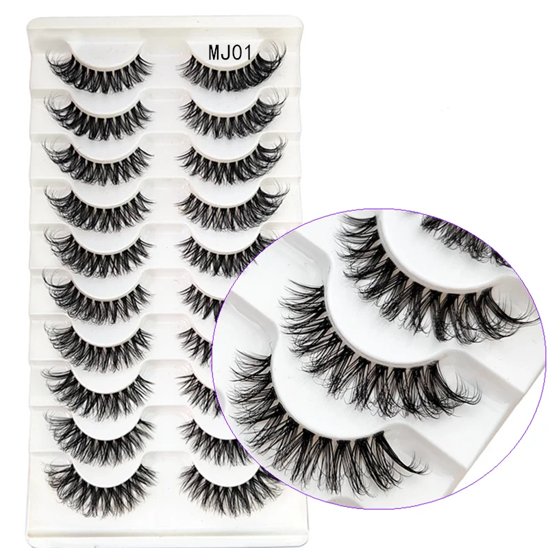 

10 Pairs Natural False Eyelashes Manga Lashes 3d Faux Mink Lashes Soft Winged Natural Realistic Eyelash Extension