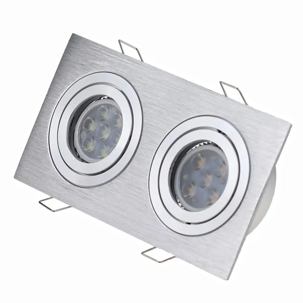 
New Arrival Double Head GU10 Ring Spotlight Recessed Led Downlgiht Casing Mr16 Spot Light Holder Frame 