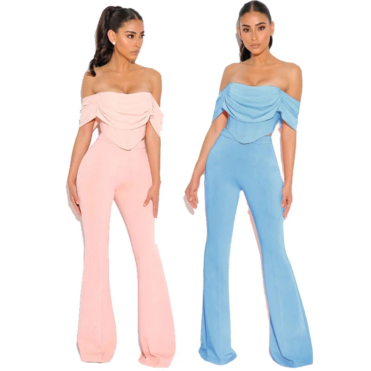 

2022 New Arrivals Fashion Nova Prettylittlething Bluey Clothes Crop Top Joggers Pants Clothing Women Sets Two Piece Outfits Set, Multicolor selection