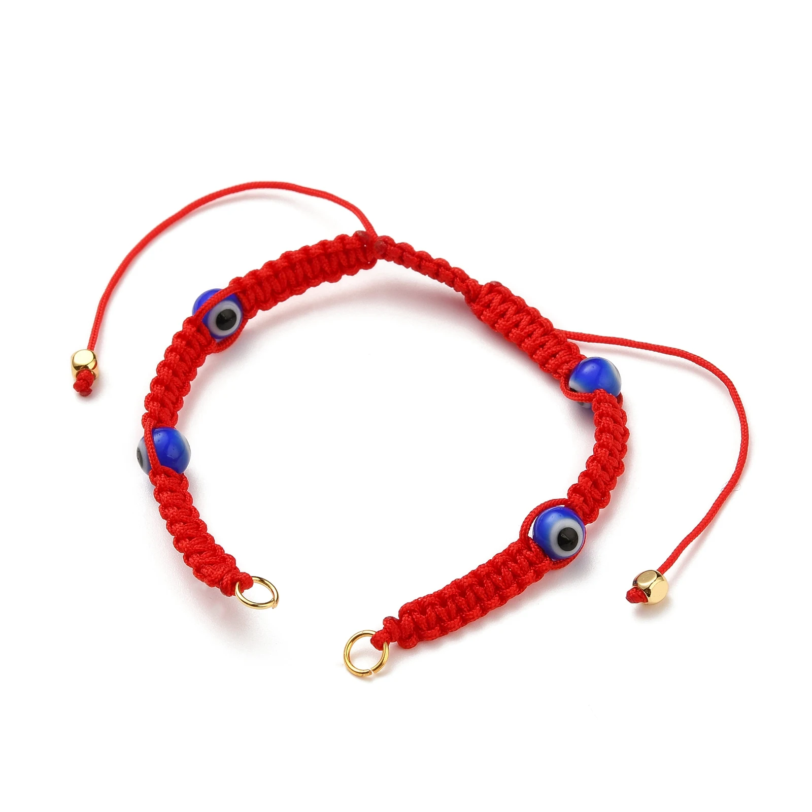 

PandaHall Eye Lampwork Beads Braided Nylon Cord Bracelets Making, Red